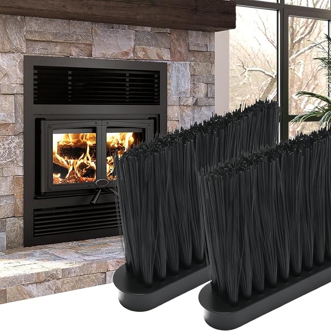 2 PCS Oblong Fireplace Brush, PP Fireplace Broom Replacement Head, Chimney Brush for Fireplace Cleaning Kit and Pellet Stove
