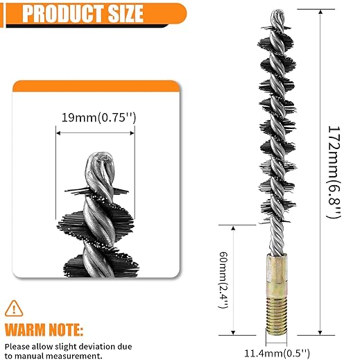 1Pc 18mm Round Tube Cylinder Bores Cleaning Wire Brush Stainless Steel