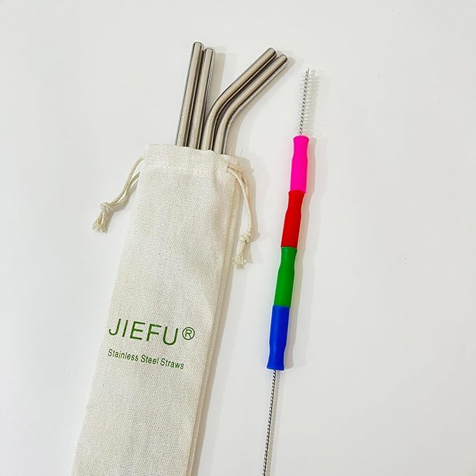 Stainless Steel Straws, 4pcs 12" Ultra Long 0.3" Wide Reusable Metal Drinking Straws with Cleaning Brush for 40oz 64oz Tall Tumblers