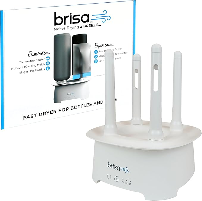 Brisa Rack: Powered Drying for reusables bottles, bags, and containers - Heated Air Drying Technology - Home Essential Drying Rack Kitchen Tool - White