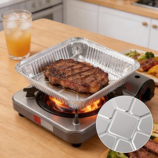 Aluminum Pans 8x8 inch-50 Pack Disposable Foil Pans, Square Aluminum Baking Cake Pans,Roasting Trays Disposable Food Containers Great for for Baking, Cooking, Heating, Storing, Prepping Food