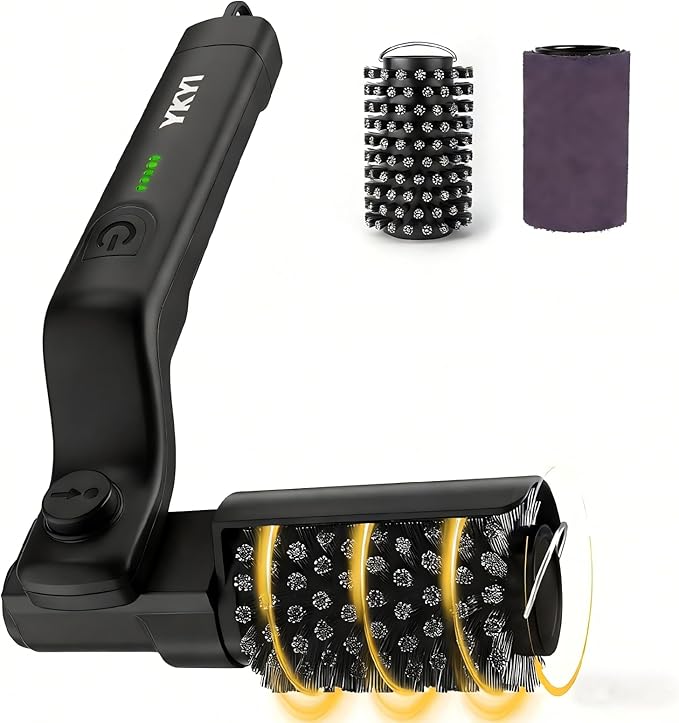 YKYI Electric Rotary Grill Brush for Outdoor Grill, 3-Speed Power Control, 304 Stainless Steel BBQ Grill Brush with No Bristle Shedding, 90 Mins Extended Runtime Grill Cleaning Brush (Matt Black)