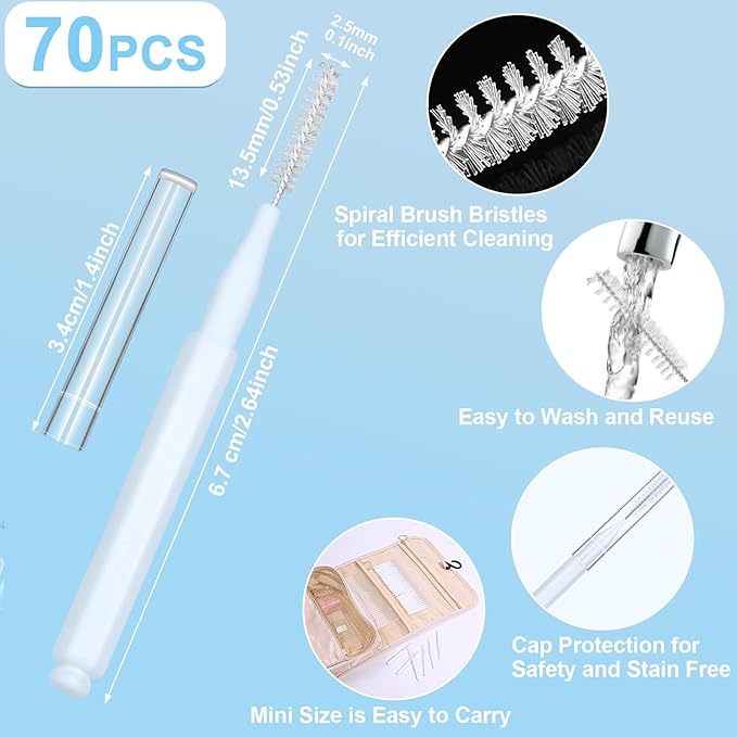 70-Piece Heavy Duty Shower Head Cleaning Brush Set - Professional Grade Bristles for Deep Cleaning Small Holes, Gaps, and Clogs - Durable & Portable Cleaning Tool Kit