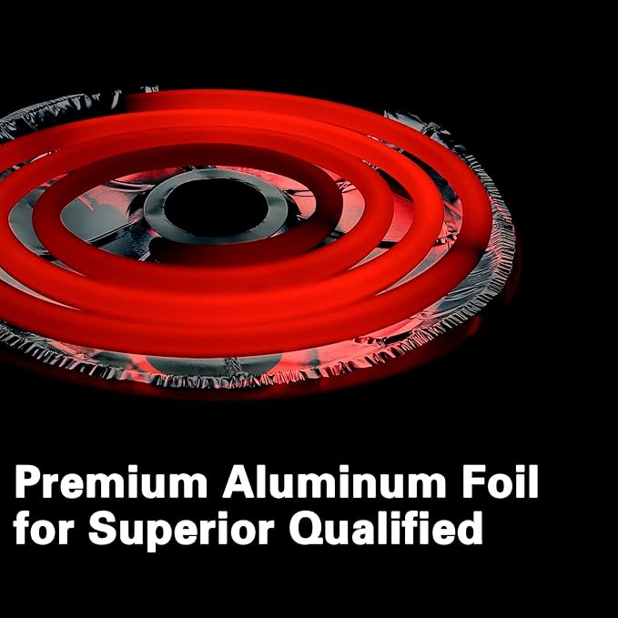 Dreyoo 100 Pcs Electric Stove Burner Covers, Disposable Aluminum Foil Drip Pan Liners, 6.25 and 8 Inch Round Burner Liners to Keep Stove Top Clean from Oil and Food Drips