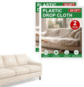 2-Pack 9x12 ft Painter Plastic Drop Cloths Sheet,Waterproof Anti-dust Cover, Disposable Tarp for Painting for Couch/Furniture Cover
