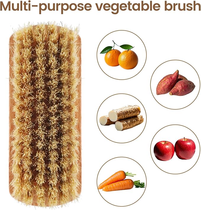 2 Pack Vegetable Brush, Multi-Purpose Heavy Duty Scrub Brush, Potato Mushroom Veggie Brush Scrubber, Fruits Vegetable Brushes Scrubber for Fruits, Vegetables, Tiles, and More, Dishwasher Safe