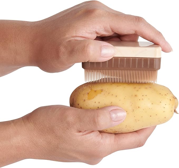 HIC Kitchen Potato Brush and Vegetable Scrubber, Dual-Textured Bristles, Set of 2
