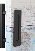 EaseLife 12" Sliding Barn Door Handles and Pulls,Double Sided Hardware Set,Heavy Duty,Square,Rustic,Matte Black Powder Coated Finish,Easy Install