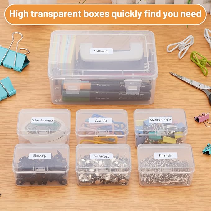 Mathtoxyz Small Bead Organizers and Storage, Clear Storage Containers Rectangle Bead Holder Plastic Cases Transparent Boxes for Nail DIY Craft Making Jewelry Battery Screw