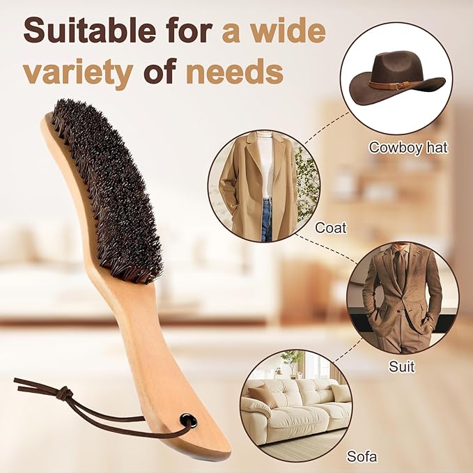Felt Hat Brush,Felt Hat Cleaner Horse Hair Cowboy Hat Brush Cleaning Kit Hat Brush,Cowboy Hat Cleaner Easily Removes Dust Fuzz and Lint for Shoes Hats,Clothes,Baseball Caps