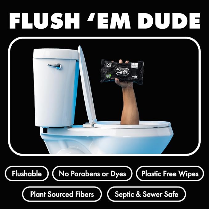 DUDE Wipes - Flushable Wipes for Adults - 3 Pack, 144 Count - Odor Destroyer XL - Deodorizing with Clean Scent - Up to 24 Hours of Odor-Destroying Technology
