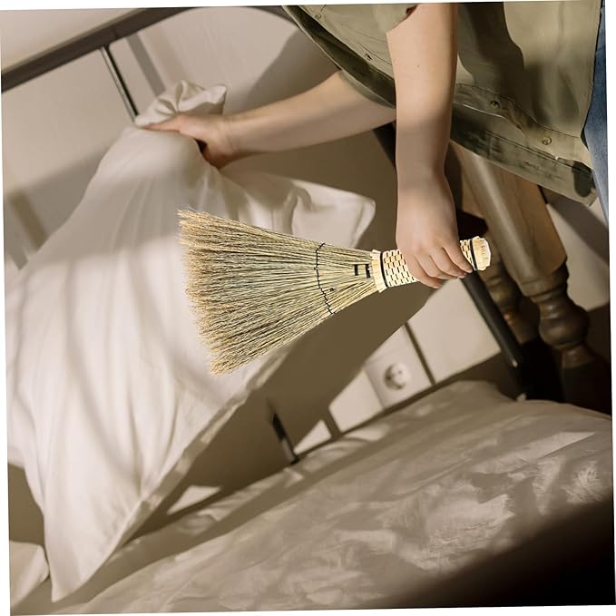 Corn Whisk Broom Handmade Woven Small Broom for Desktop Cleaning Multi-Surface Use for Bedrooms Sofas and Carpets Compact for Easy Storage