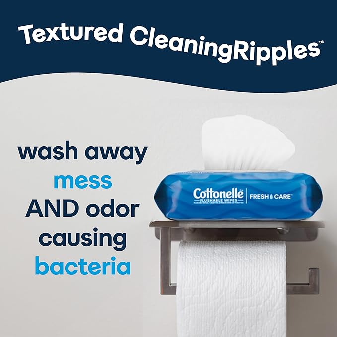Cottonelle Fresh Care Flushable Wet Wipes, Adult Wet Wipes, 1 Refill Pack, 168 Wipes Per Pack, Packaging May Vary