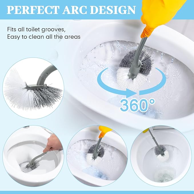 12 Pcs Curved Toilet Bowl Brush Bulk Bathroom Deep Cleaning Toilet Cleaner Scrubber Without Holder Handle Curved Brush Hanging Under Rim Household Cleaning for Bathroom(Gray)