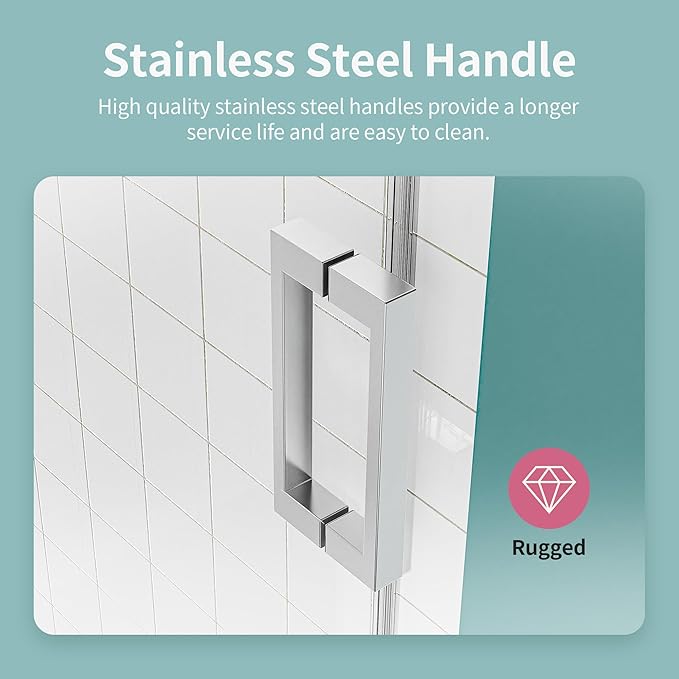 56-60" W x 76" H Frameless Soft-Close Sliding Shower Door, 3/8" (10mm) SGCC Tempered Glass, Reversible Install, Chrome Finish, Bathroom Upgrade