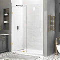 28" W x 78" H Frameless Shower Glass Panel, Single Fixed Shower Panel Screen with Clamps, 5/16"(8mm) Clear Tempered Glass, Bathroom Shower Doors Fixed Shower Glass Door Panel in Brushed Gold