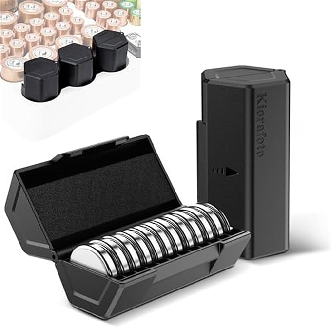 (2 Pack)CR2032 CR2025 CR2016 Battery Case Holder Storage,Upgrade D Battery Size Coin Cell Organizer for 24x CR2032/CR2025/CR2016 Button Round Batteries,Allow to fit in Standard D Battery Slot
