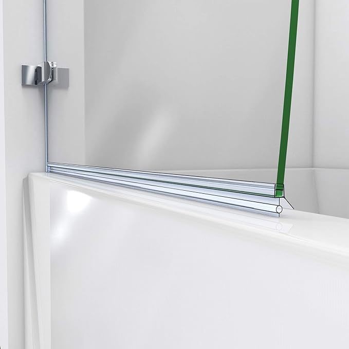DreamLine Aqua Uno 34 in. W x 58 in. H Frameless Hinged Tub Door in Chrome, SHDR-3534586-01