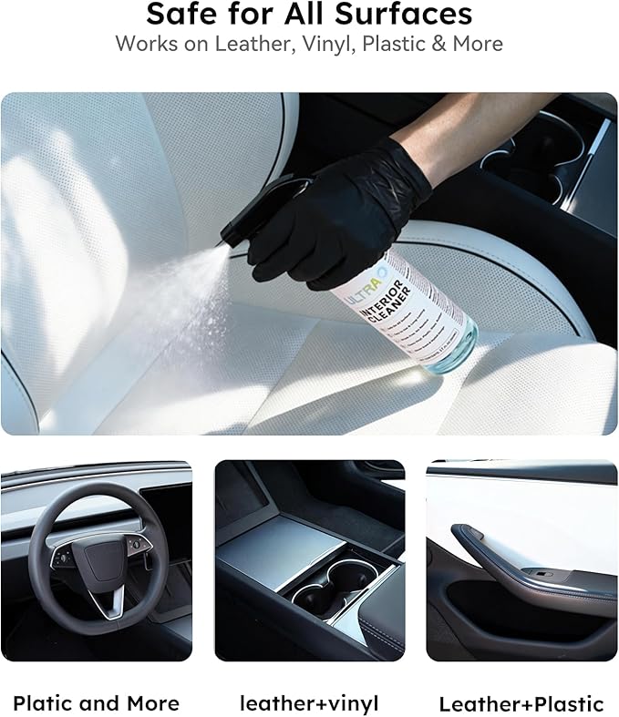 Ultra Car Interior, Seat & Upholstery Cleaner - Car Detailing Kit Removes Stains, Dirt, Oil & Grease, Safe for Leather, Vinyl, Plastic & More - Compatible with Cars, Trucks, SUVs, RVs (17Oz Ice Chill)