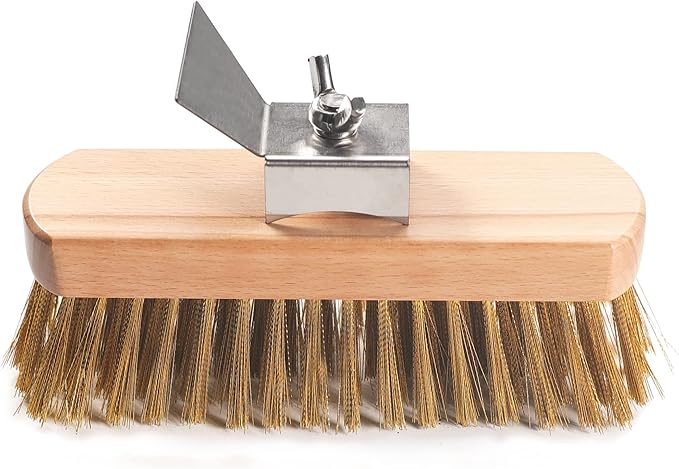 Pizza Oven Brush 7 Inch Brass Bristles Replacement Brush Head and Scraper
