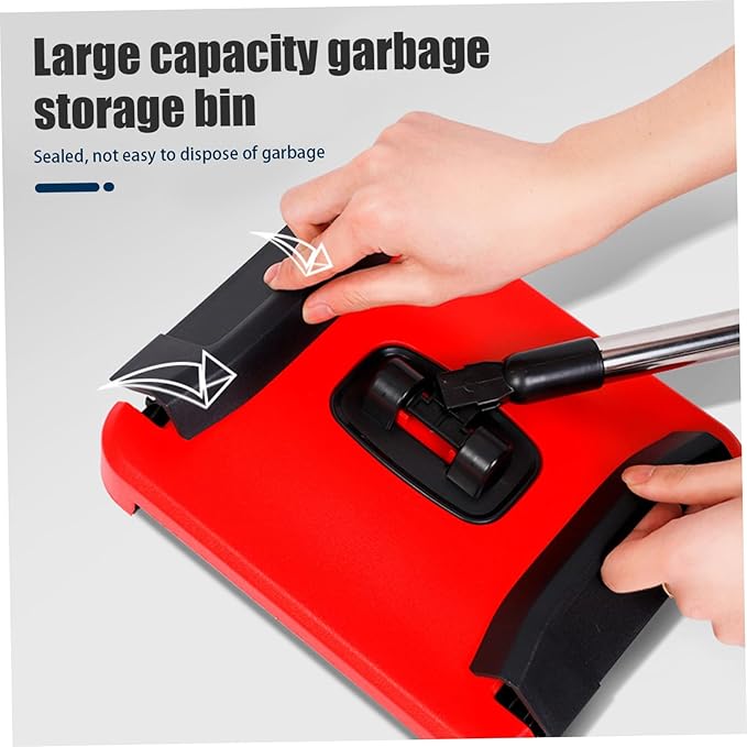 Carpet Sweeper Manual 3 Rolling Brushes Floor Sweeper Carpet Brush with Wheels and Large Waste Bin 43inch Detachable Carpet Cleaner for Pet Hair Dust Debris