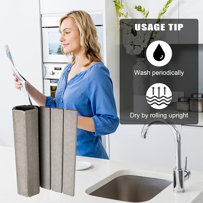 Large Stone Dish Drying Mat for Kitchen Counter, Stone Drying Mat for Kitchen Counter, Quick Dry Absorbent Diatomaceous Earth Mat for Dishes, Cups, Bottles, Any Countertop, 24"×16", Gray