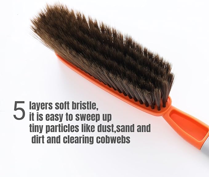 1 Pack 15" Hand Broom Brush,Soft Bristle Cleaning Brush,Crumb Debris Sweeping Brush,Dusting Brush,Comfort for Bed Car Couch Desk Sofa Furniture Clothes,Small Particles Hair Remover(Yellow)