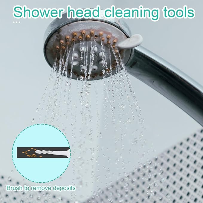70pcs Shower Head Cleaner Tools, Including 20 Cleaning Brushes & 50 Shower Hole Brushes Practical Unclogger Tools for Small Showerhead Holes Sink Gaps Picks (Green, White)