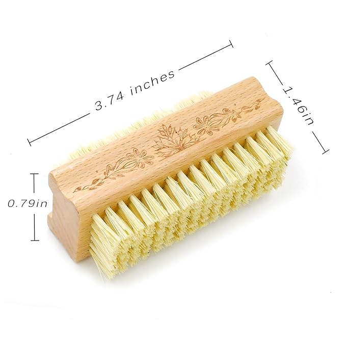 Wooden Fingernail Brush & Nail Scrubber to Clean Under Nails, Hand and Toenail Care Brush (Flower)