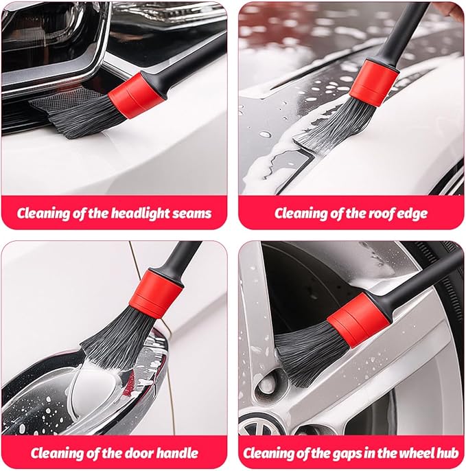5PCS Car Detailing Brush Set, Ultra Soft Bristle No Scratch Vehicle Air Vent Dust Cleaning Brush, Automotive Interior Exterior Cleaner Tool Kit, Universal for Most Vehicles