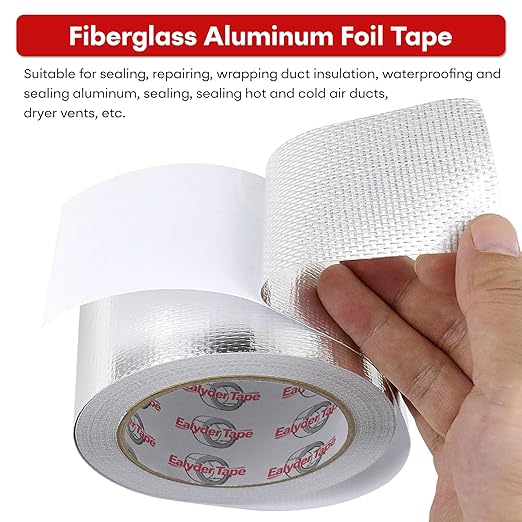 4in x 82ft Adhesive Aluminum Foil Heat Shield Tape, Fiberglass Thermal Insulation Reflective Material for Pipe, Duct, Exhaust, HVAC and High Temp Protection, 5.91MIL