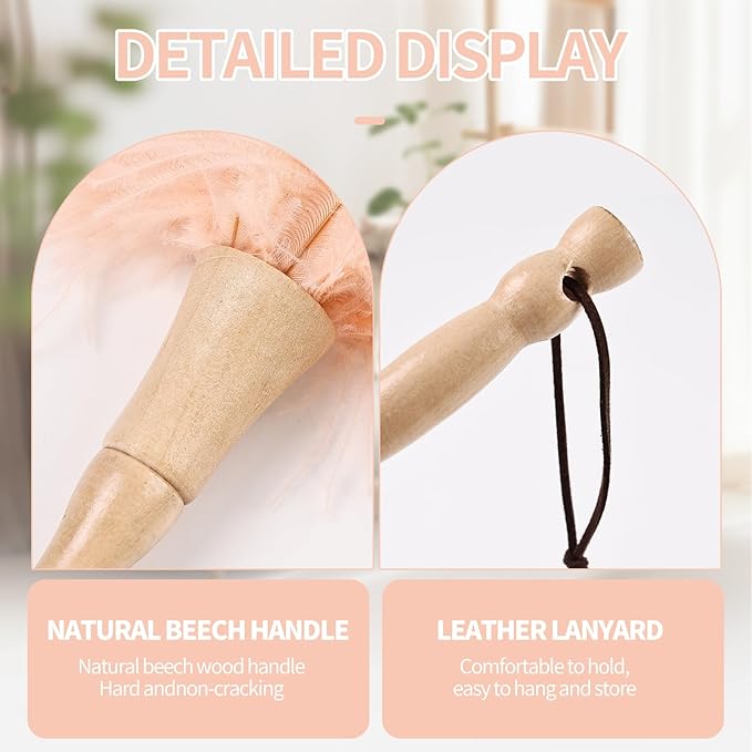 Ostrich Feather Duster 12 Inch Handheld Duster Supplies, Wooden Handle Feather Duster for Cleaning Keyboard Home Car Office (Champagne 5Pcs)