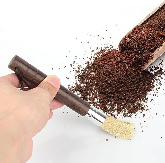 Coffee Grinder Cleaning Brush, Espresso Brush Cleaner with Wooden Handle Natural Bristles Espresso Machine Cleaner Tool for Home Kitchen Coffee Maker Portafilter Accessories