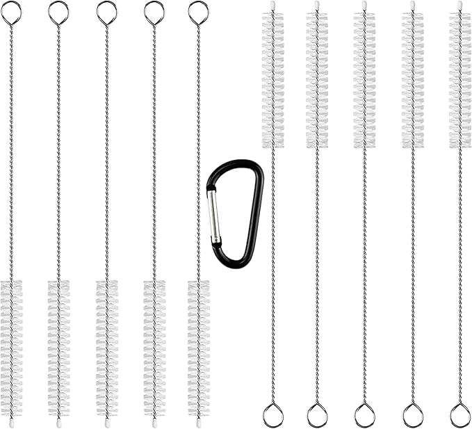 10 Straw Cleaner Brush Extra Long - Set of 10 Metal Straw Cleaner - Straw Cleaning Brush for Reusable Straws