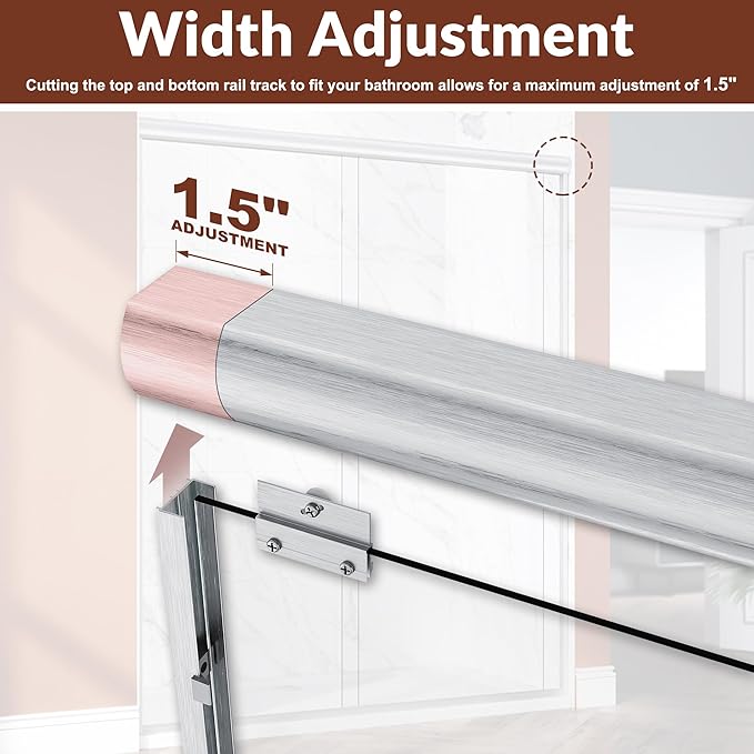 ELEGANT Showers 46.5 in.- 48 in. W x 72 in. H, Semi-Frameless 2 Bypass Sliding Shower Doors, 1/4 in. Shower Clear Glass Panel, Brushed Nickel Finish