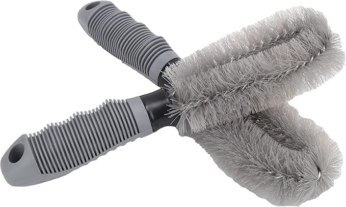 10.2in Wheel Hub Brush Ergonomic Handle Cleaning Tool Car Wheel Cleaning Brush Tire Rim Scrub Brush Cleaner Tire for Nozzle Engine Compartment