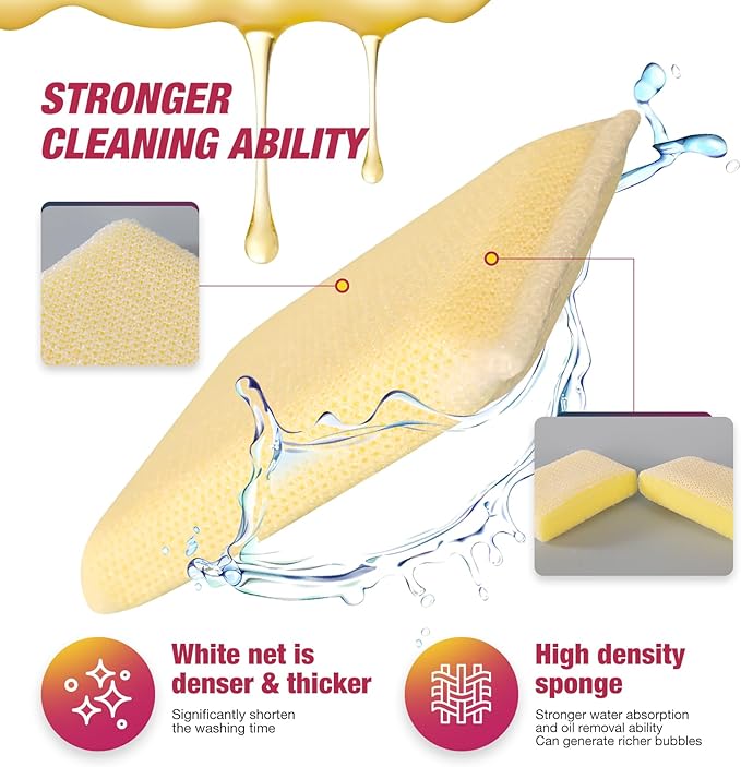 Kitchen Sponges All-Purpose Sponges Dish Sponge，Multipurpose Cleaning Sponge Non Scratch Kitchen Sponge Cleaning Mat Used for Cleaning Kitchen Pans, Tableware, and Non Stick Cookware MGLDEM (24 Pads)