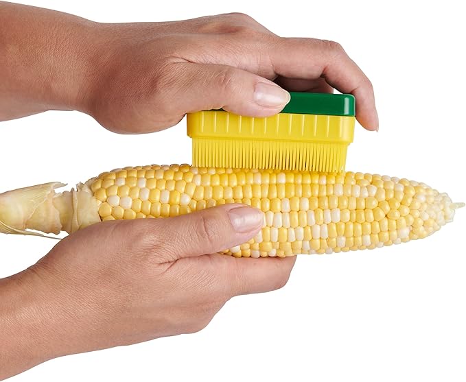 HIC Kitchen Corn Desilking Brush and Vegetable Scrubber, Dual-Textured Bristles, Set of 2