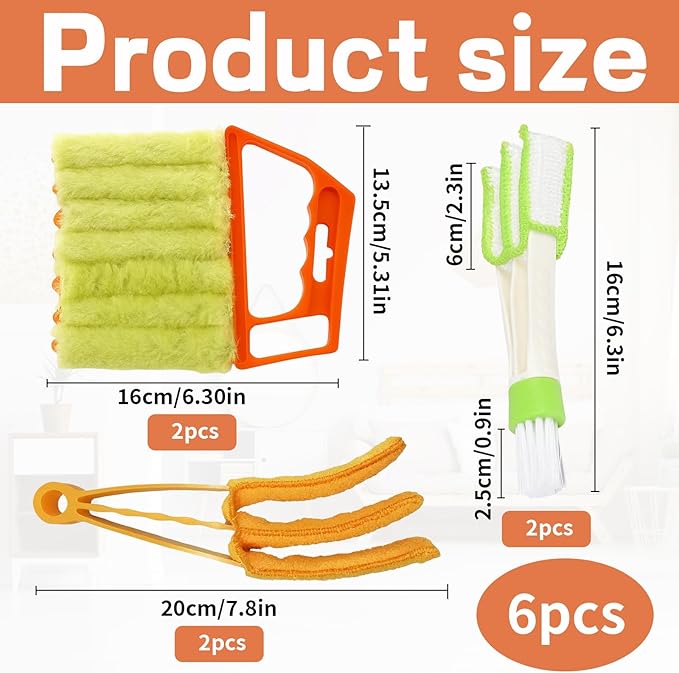 6-Pack Dusting Brushes for Window Blinds, Blinds Cleaner Tool, Mini Blind Cleaner, Window Blind Cleaner,Fabric Cleaning Brushes for Home
