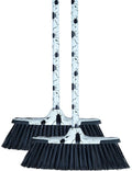 Superio Design Broom, Fancy Black and White Angle Broom, Cute Splash Design Kitchen Broom with Safety Bumper, 48" Indoor and Outdoor Sweeping Tool 2-Pack