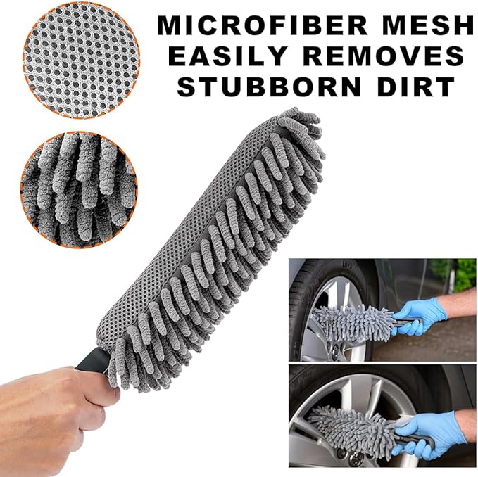 Car Duster Interior - Lint-Free Microfiber Cleaning With Comfortable Handle, Reusable & Washable for Auto Exterior Interior Home Office, Car Accessories