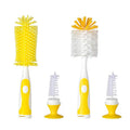 Chemimoso Multifunctional Cleaning Brush, Baby Bottle Brush, Bottle Brush Cleaner, Rotate The Suction Cup to Obtain The Small Bristle Brushes, Set Z, Yellow, Silicone and Nylon Brush