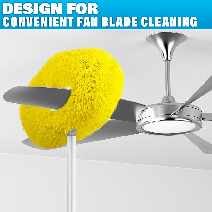 Ceiling Fan Duster Tool - Ceiling Fan Cleaner Duster or Effortless Dust Removal, Adjustable Length (up to 50 Inch Ergonomic Handle), Easy to Use and Store, Durable and Lightweight Microfiber