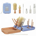 8-in-1 Baby Bottle Brush Set, Silicone Baby Bottle Cleaning Kit with Drying Rack, Portable Travel Brush & Accessories for Home and Travel (Orange)