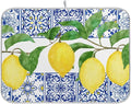 Lemon Blue Tiles Dish Drying Mat for Kitchen Counter Absorbent Microfiber Drying Pad, Large 18x24 in, Reversible Drainer Mats