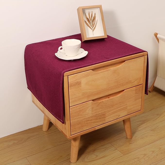 Small Bedside Tablecloth Table Dustcover End Tabletop Home Decoration Fabric Tablecloth Nightstand Table Covering Doilies for Furniture Décor (16×35inch)