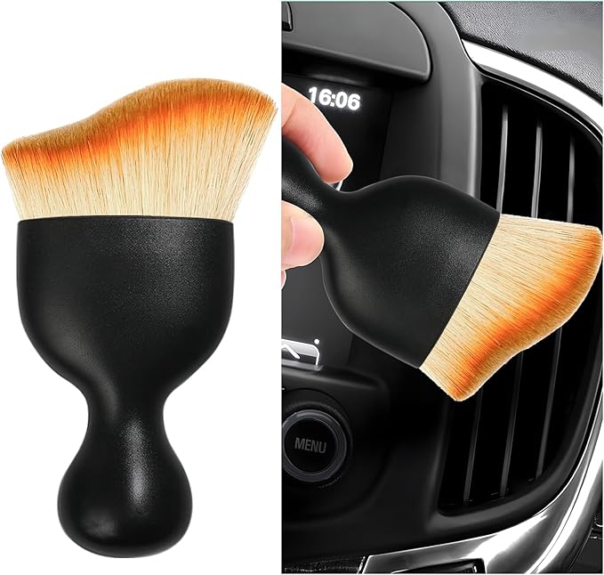 Car Interior Dust Brush, Soft Scratch Free Auto Detailing Brushes, Universal Vehicle Interior Cleaning Tool for Automotive Dashboard, Air Vents, Leather(Yellow)