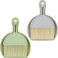 Small Broom and Dustpan Set, 2PCS Mini Dust Pan and Brush Set, Broom Dustpan Brush, Handheld Dust Pan with Cleaning Brush Combo for Home, Table, Countertop, Sofa, Key Board, Grey Green