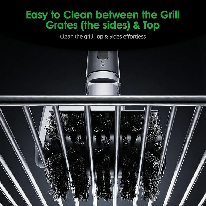Electric Grill Brush for Outdoor Grill: 3-Speed Power Control BBQ Grill Brush, Cordless BBQ Grill Cleaning Brush with 90° Adjustable, 90 Mins Runtime,for Burnt-On Grease & Grill Grates