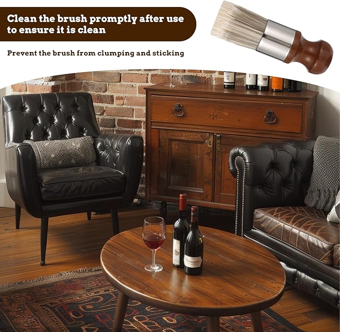 Salve Brush for Leather Furniture, Soft Nylon & Polyester Bristles, Leather Cleaning Brush with Wooden Handle for Furniture Home Leather